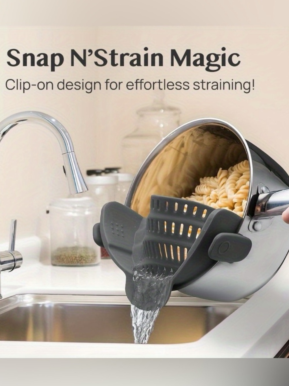 Kitchen Gizmo Strainer for Pots, Pans, and Bowls